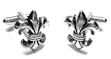 New 3D Fleur De Lis Scout Saints Silver Brass Cufflinks
