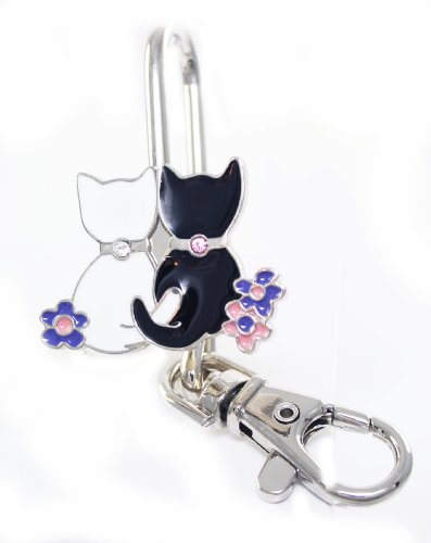 Alexx, Inc Finders Key Purse Adorable Black and White Kitty Friends Charm with Crystal Accents Key Clip/Finder Key Chain THE ONLY PATENTED KEY FINDER