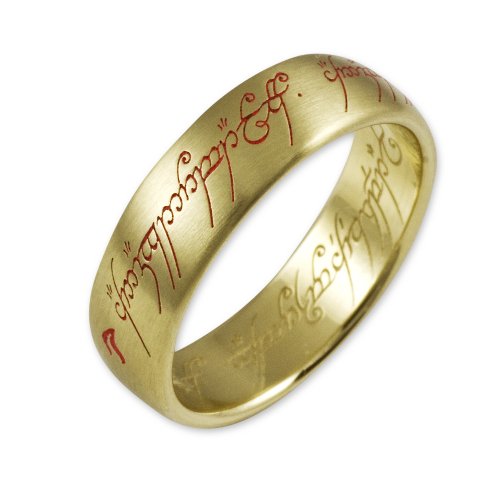 Herr der Ringe Unisex-Ring Gold 333 \"Saurons Ring\" mit roter Inschrift Gr. 58  Preisvergleich