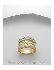 Gem Stones Ring In Brass