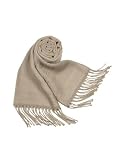 Versace Medusa Solid Wool Fringed Long Scarf Camel