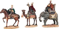 Polysresin Nativity Set - Three Wise Men - Cloth Cape and Handmade Ornaments - Set Of Three - 14.0" Height