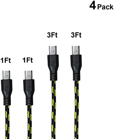 Micro USB Cable APXX 4-Pack Assorted Length Premium Nylon Braided USB 2.0 A Male to Micro B Connector U713Q