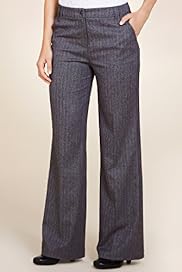 Per Una Herringbone Striped Wide Leg Trousers with Silk