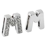Watch&Jewellery Online Shop Ranking 4414. 5 Pcs Rhinestone Inlaid Letter M Party Necklace Pendants Silver Tone