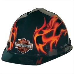 Harley-Davidson HDHHAT10 High Gloss Black Hard Hat with Realistic Flame Graphics