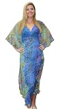 Kaftan Sexy Blue Animal Printed Long Sheer Kaftan Caftan Tunic Valentine's day gift