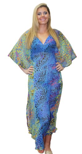 Kaftan Sexy Blue Animal Printed Long Sheer Kaftan Caftan Tunic Spring Resort Dress Mother's Day gift. product image