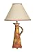 Wood Toned Column with Red Fabric Shade