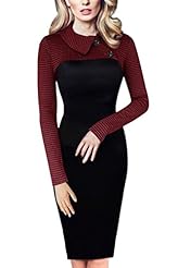 Sheath Asymmetric Colorblocking Vintage Cotton/Nylon/Polyester/Spandex Long Sleeves General Print  Dress