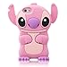W-RainBow Cute Disney 3d Stitch Pattern With Movable Ear Silicone Soft Case for Apple Iphone 5/5s Pink