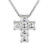 1.44 Ct Asscher Cut Diamond Cross Pendant 14k White Gold