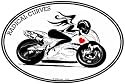 MOTORCYCLE GIRL - RADICAL CURVES - Lady Rider - Oval- Biker-Decal-Sticker - Can be used for Cars, Trucks, Notebooks etc.