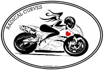 MOTORCYCLE GIRL - RADICAL CURVES - Lady Rider - Oval- Biker-Decal-Sticker - Can be used for Cars, Trucks, Notebooks etc.