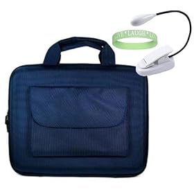 Amazon Kindle DX Hard Shell SLEEVE CASE Cover Pouch Carrying Bag with Extra Accessories Pocket-- BLUE + White Double Bright Amazon Kindle 2 LED Book Light + Vangoddy tm, Live*Laugh*Love wrist band!!!