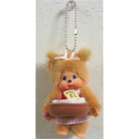 Bakery Shop Monchhichi Strawberry Tarte Keychain Plush Doll