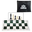Tournament Style Chess Set - Plastic Staunton Chess Pieces - Heavy Weighted with 3 3/4" King and a Black Canvas Zip Bag for Pieces - Includes Green Tournament Roll-up Chessboard with 2.25 Inch Square