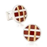 Two Tone Strapped Red Jasper Cufflinks