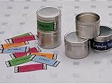 4 Mini Storage Cans (Stainless Steel) (A - 1.75h x 2.5dia.)
