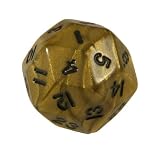 30 Sided Gold Dice Polyhedral in Black Suedine Pouch