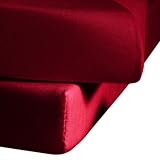 fleuresse Spannlaken 1115-4580, 150/200 cm Jersey, Farbe Dunkelrot, 100% Baumwolle