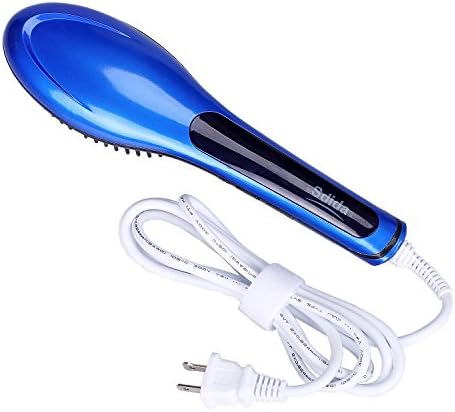 Sdida Blue Hair Straightener Brush - Hair Styling Comb, Anion Hair Care, Massage Straightening Irons, Detangling Hair Brush