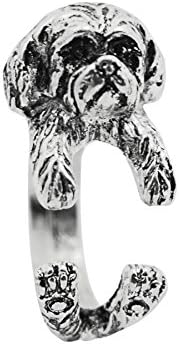 Shih Tzu Charm Ring Shih Tzu Wrap Puppy Rings Dog Breed Ring (Antique Silver)