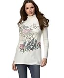 One World Tattoo Rose Turtleneck Babydoll Sweater