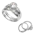 Sterling Silver Wedding Set Rings - 2mm Band Width - 8mm Face Height - Sizes: 5-10 - Clear CZ