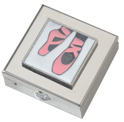 Ballet Slippers Small Pill Box - Polished w/Mirror