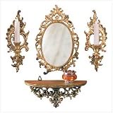4 PC BAROQUE MIRROR SHELF CANDLE SCONCES SCONCE SET