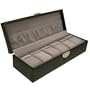 Watch Box Case For 6 Leather Black Cushion Straps Lined Inside Pocket