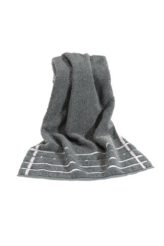 Vossen 8376 01903 053 050100 000 Handtuch Quadrati Uni / 50 x 100 cm, dunkelgrau / wei&szlig;