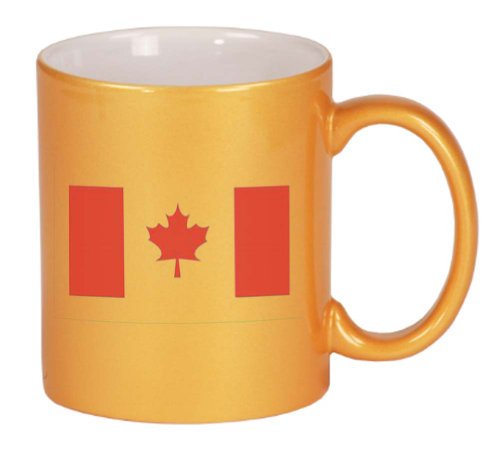 CANADA / CANADIAN FLAG Coffee Mug Metallic Gold 11 oz