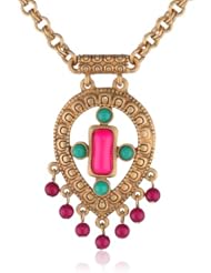 T Tahari Worn Gold Multi-Stone Pendant Necklace, 18"