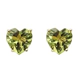 14k Yellow Gold 5mm Heart Shaped Peridot Stud Earrings