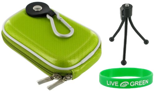 Hard Carrying Case (Candy Green) and Tripod for Nikon Coolpix S640 Digital Camera Precious Pink