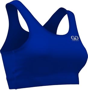 Women's Form Fit, Dry Fitness Aerobic Sports Bra-Softball, Zumba, Field Hockey, Volleyball-Made with Water Blocking liner and Anti Microbial Properties-Colors Include Black, Red, and Blue-Sizes SM-XXL (XX-Large, Royal)