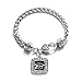 Graduation Classic Silver Plated Square Crystal Charm Bracelet