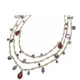 Amethyst, Carnelian, Iolite & Pearl Necklace by Elizabeth Showers, 15