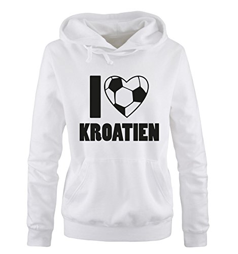 I LOVE KROATIEN – Damen Hoodie – Weiss / Schwarz Gr. S