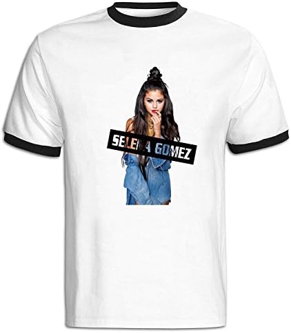 KIEE Men's Selena Gomez Revival Tour Short Sleeve T-shirts white&amp;black S