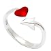 Rubie Rae Sterling Silver Ladies 'Adore' Wishbone Adjustable Ring With Red Enamel Heart And Devils Tail