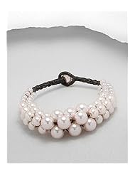 Pink Cotton Waxed Thread Simulated Pearl Bracelet