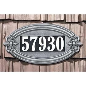 Fleur de Lis Oval Illuminator Address Plaque - Standard Plaque, Black and Gold - BG by 