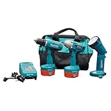 Makita 6934FDX 14.4-Volt Ni-Cad Cordless 3-Tool Combo Kit, includes 1/2 inch Impact Wrench, 3/8 inch Drill, Flashlight, 2 Batteries, Charger, and Bag