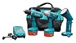 Makita 6934FDX 14.4-Volt Ni-Cad Cordless 3-Tool Combo Kit, includes 1/2-Inch Impact Wrench, 3/8-Inch Drill, Flashlight, 2 Batteries, Charger, and Bag