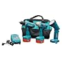 Makita 6934FDX 14.4-Volt Ni-Cad Cordless 3-Tool Combo Kit, includes 1/2-Inch Impact Wrench, 3/8-Inch Drill, Flashlight, 2 Batteries, Charger, and Bag