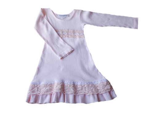 Toni Tierney Peach Long Sleeve Lace & Ribbon Dress