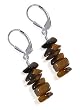 New Tiger eye Chips .925 Sterling Silver Leverback Earrings
